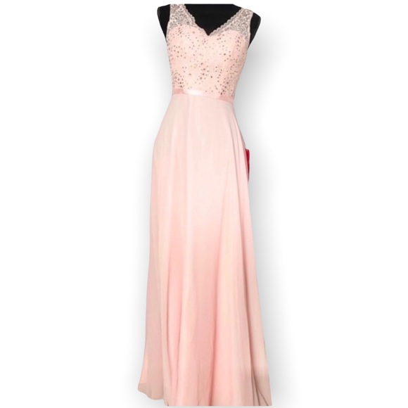 Dancing Queen NWT formal lace prom gown pink maxi size XS wedding Prom dance - Picture 1 of 14